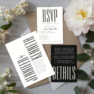 Invitation Mariage noir blanc minimaliste ultra simple modern