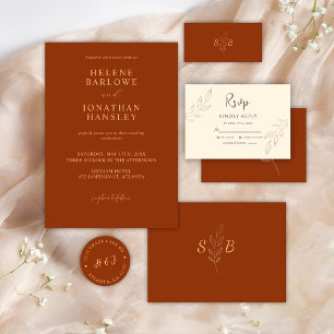 Invitation Tout En Un Burnt Orange Minimal Photo Mariage QR Code