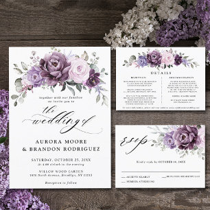 Banderoles Tons de Dusty violet Mariage Floral Bienvenue