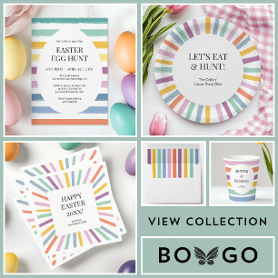 Invitation Chasse simple colorée aux oeufs de Pâques Fête mig