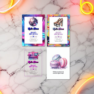 Invitation Neon "Let's Disco" fête d'anniversaire