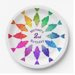 Invitation Poisson arc-en-ciel dans l'océan motif coloré mign