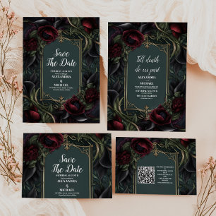 Save The Date Red Roses gothique Mariage d'Halloween