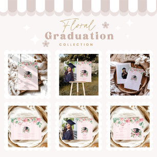 Cartons Réponse Moderne Élégant Pink Floral Graduation