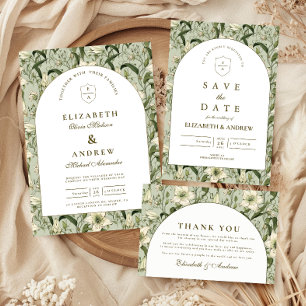 Invitation Mariage Élégant avec Arche Botanique de Sauge