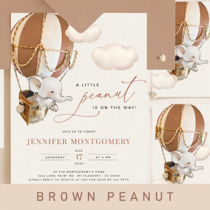 Invitation Tout En Un Baby shower Ballon Eléphant Tout en un