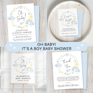 Papier Boho Rainbow Watercolor Baby shower Jeu de Bingo