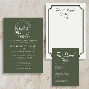 Invitation Tout En Un Mariage d'été Eucalyptus de verdure rustique