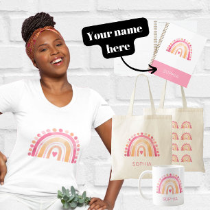 Body Aquarelle arc-en-ciel, boho rose Jeter l'oreiller