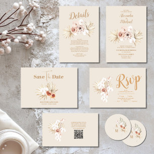Invitation Boho Pampass Mariage floral