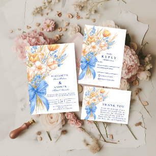 Invitation Mariage à l'arc-en-ciel de fleurs sauvages pastel