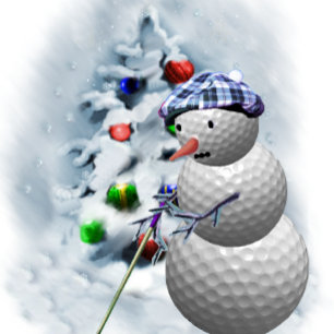 Golf Ball Snowman Kerstmis Feestdagen Kaart