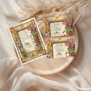 Étiquette Vintage Fête des mariées Art Nouveau Floral