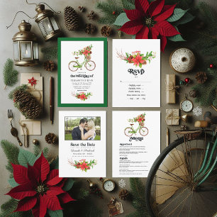Invitation Mariage de Noël Retro Poinsettia