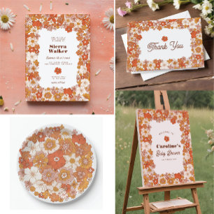 Serviette En Papier Super Hippie Floral Rose Orange Fête des mariées