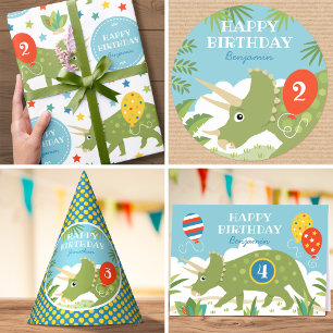 Invitation Belle Anniversaire Dinosaur Tricératops Nom person