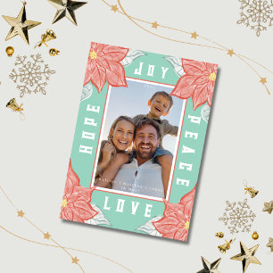 Cartes Pour Fêtes Annuelles Poinsettia Inspirante Joie Espoir Paix Amour