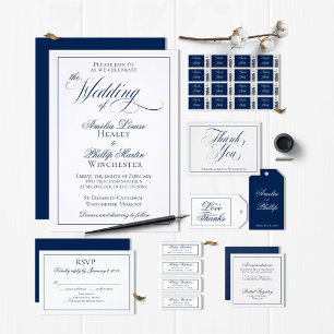 Elégant Faire-part de mariage bleu et blanc