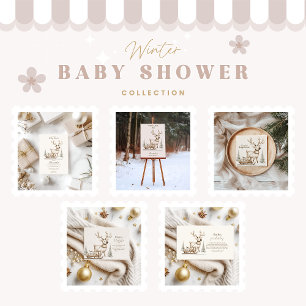 Carte D'accompagnement Baby shower d'hiver Rustique Reindeer Diapper Raff