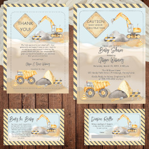 Invitation Baby shower de camion de construction