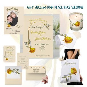 Invitation Elegant Rose de Paix Douce Beurre Rose & Mariage O