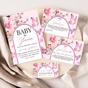 Carte D'accompagnement Beurre Fleur Baby shower demande de livre
