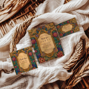 Serviette En Papier Mascarade Florale Baroque de Mardi Gras