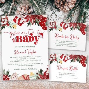 Carte D'accompagnement Diaper Raffle Noël Père Noël Baby shower