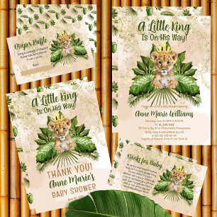 Carte D'accompagnement Petit Lion Cub Baby shower Tropical Déchets Raffle