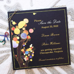 Invitation Mariage campagnard Art Nouveau Arbres