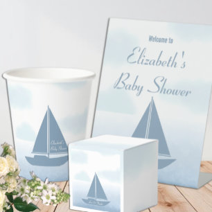 Ballotins Bateau à voile Bleu Aquarelle Garçon Baby Shower
