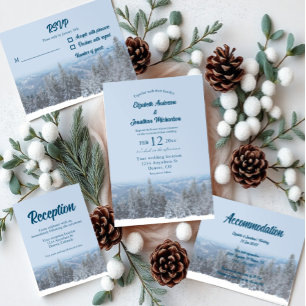 Carte D'accompagnement Hébergement Mariage de la forêt de montagne Snowy