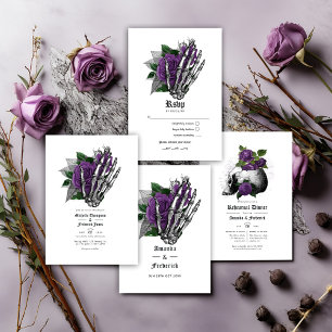 Invitation Code QR Mariage floral pourpre