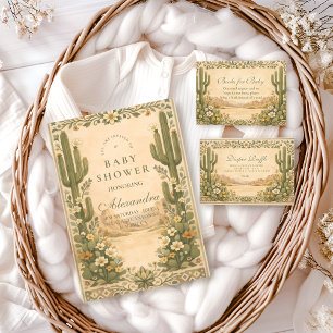Invitation Baby Shower Fleurs Sauvages Désertiques Douces