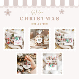 Cartes Pour Fêtes Annuelles Coloré Retro 7 Photo Joyeux Noël