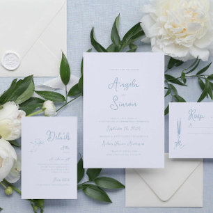 Dusty Blue Bow Enregistrer la date Invitation