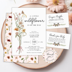 Sticker Rond Merci de Baby shower de petite fille Fleur sauvage