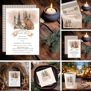 Invitation En Aluminium Ours de bois Bébé Bébé Attendre Garçon Bébé Parsem