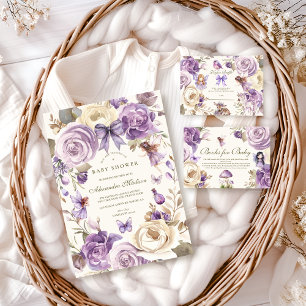 Carte D'accompagnement Registre des Baby showers pour filles de bois de f