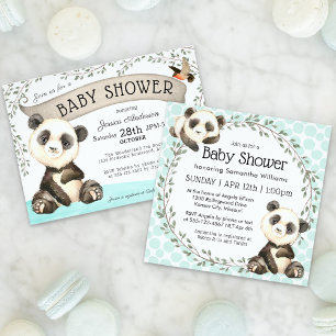 Invitation Baby shower Ours Panda Cute