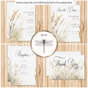Carte D'accompagnement Réception De Mariage Rustique Boho Séché Tan Grass