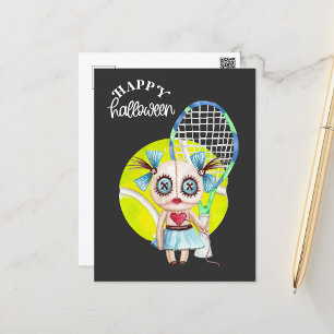 Invitation Tennis Halloween Party avec balle de tennis et fan