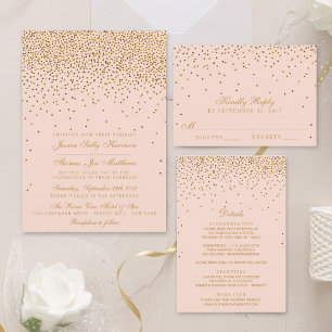 Invitation Mariage Confetti rose et or