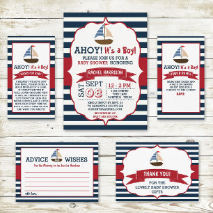 Ahoy C'est un garçon ! Invitations Baby showers na