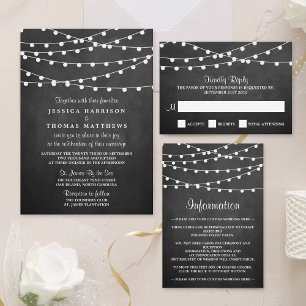 Invitation Tout En Un Les Lumières De Chaîne Sur La Collection De Mariag