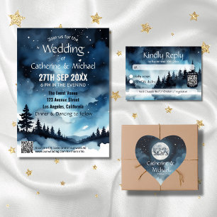 Cartons Réponse Aquarelle Starry Night Celestin Mariage QR Code