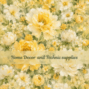 Coussin Prairie de fleurs sauvages jaunes Cottagecore flor