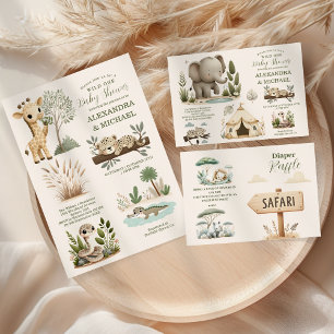Invitation Wild One Safari Animaux Baby shower garçon