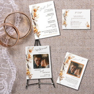Budget herfst bloemen bruiloft dank u kaart