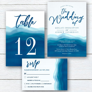 Papier Faire-part de mariage d'aquarelle bleu budget